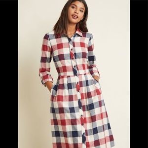 ModCloth Jam Girl Shirt Dress in mixed berry